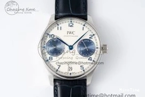 MIROTIME 0413 ZeroBulk Portuguese Real PR IW500715 SS AZF 1:1 Best Edition White Blue Dial on Blue Leather Strap A 7034